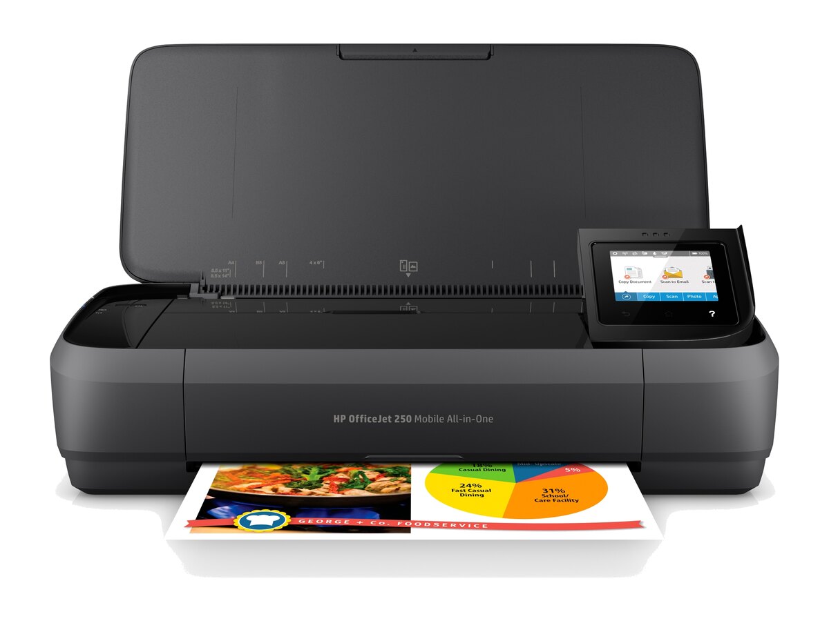 HP OfficeJet 250 Wireless Mobile Printer, Scanner, Copier - Black, Battery Included